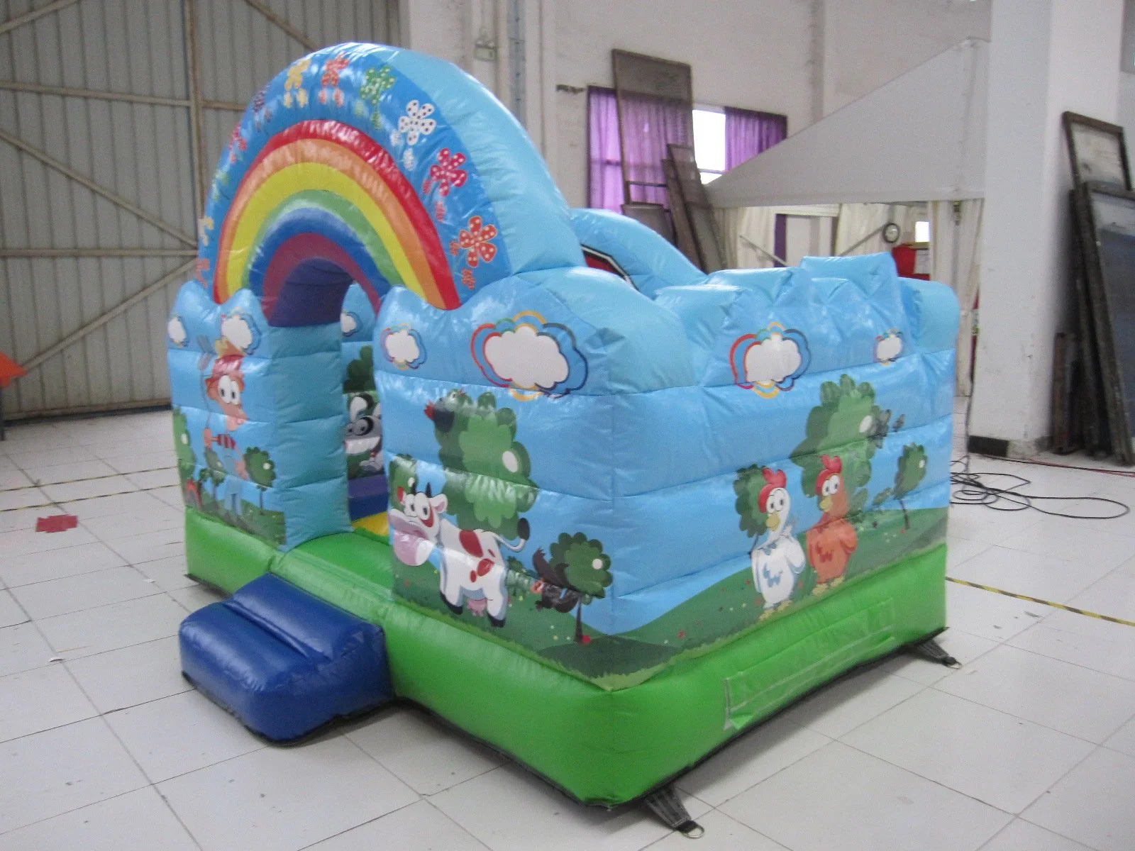 China Inflatable Children's Playground Animal Theme Rainbow Bouncer con dibujos animados Pintura (AQ0105-1)