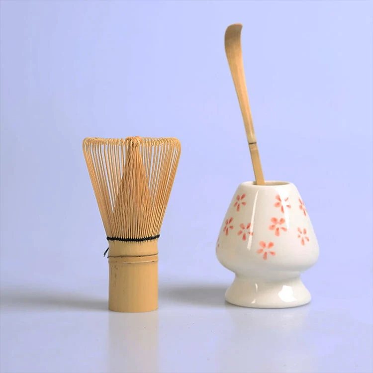 Japanese Ceremony Traditional Tea Tool Handmade Ceramic Bowl Scoop Bamboo Tea Whisk Matcha Whisk Set with Gift Box