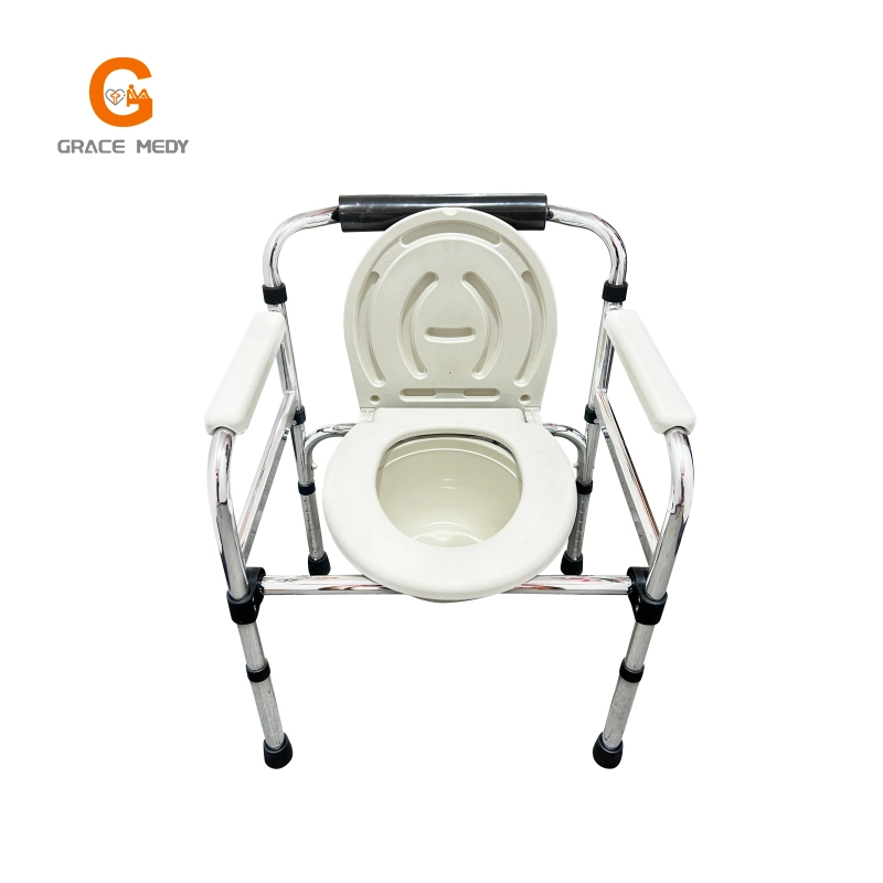 Portable Foldable White Bathroom Toilet Commode Potty Chair with ABS Cover