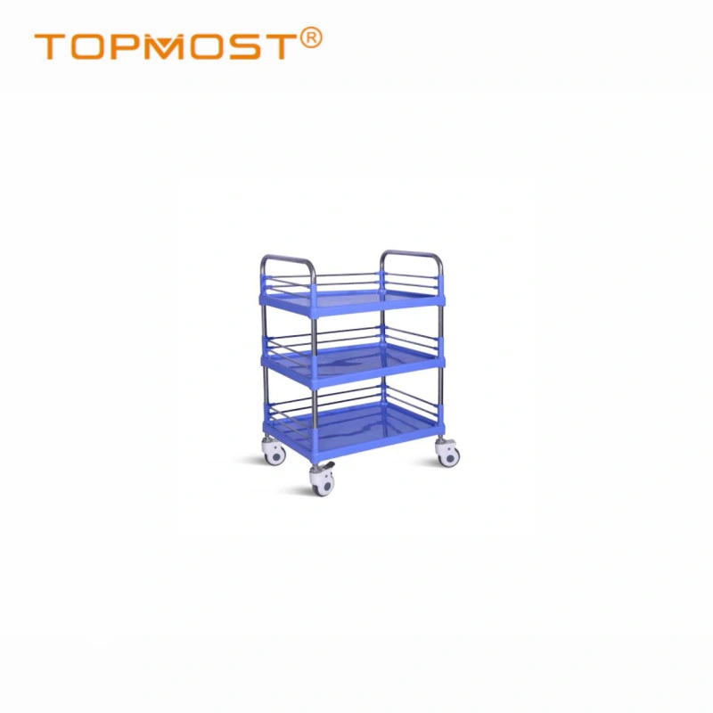 Steel-Plastic Trolley Medical Crash Cart Hospital Furniture Utility Nursing Trolley with Drawers