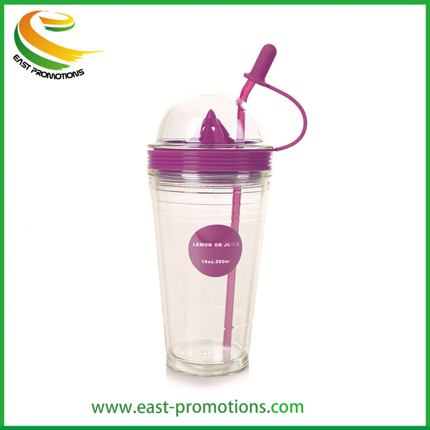 560ml Double Wall Lemon Fruit Squeezer Plastic Juice Drinking Cup for Sale