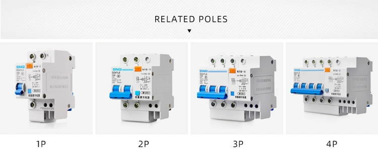 Singi Conventional 6ka Overload Protection 1p-4p Miniature Circuit Breaker with Cheap Price Dz47le-63