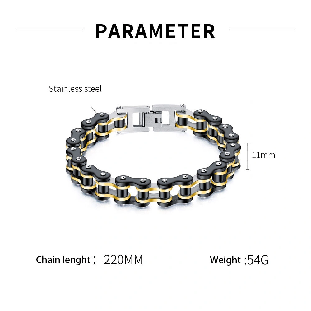 Top Quality Stainless Steel Men's Bangle Bracelet Punk Style Bicycle Chain Design