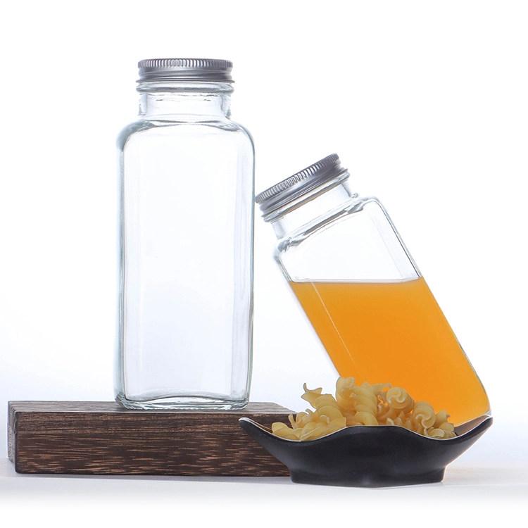 Bouteilles de jus en verre carrées de 8 oz, 16 oz, emballage pour Boisson