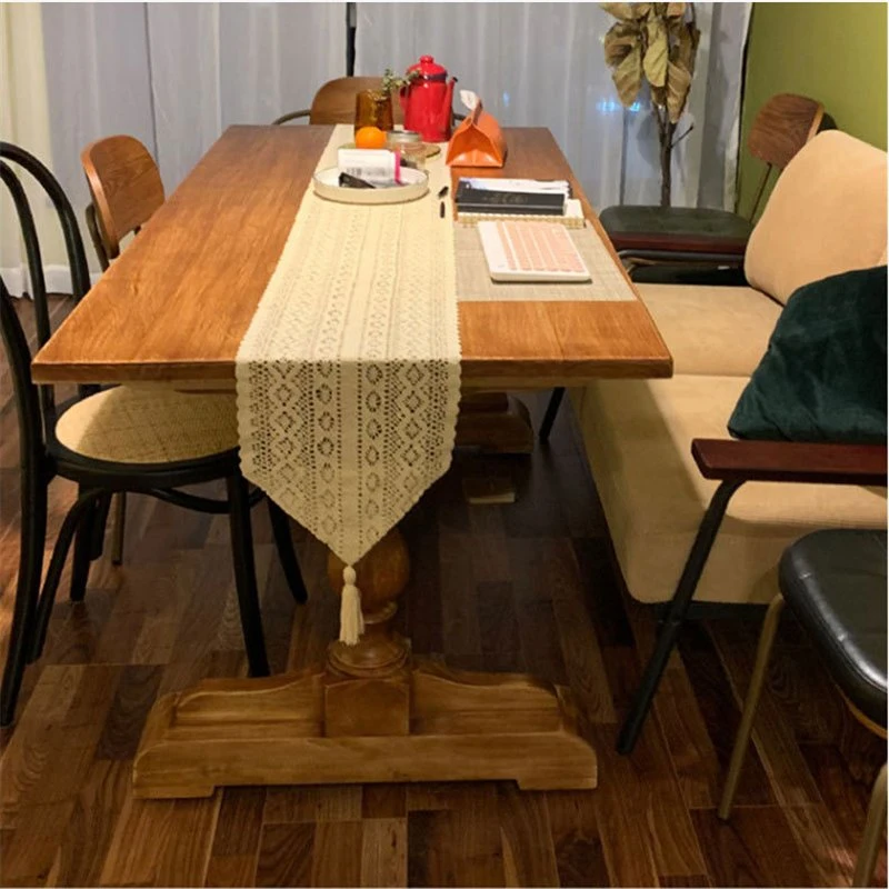 Fabricado na China Antique Furniture Solid Wood Dining Table Set Sólido