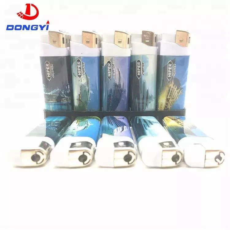 Plastic Rechargeable Butane Gas Electric Lighter with PVC Shrink Logo