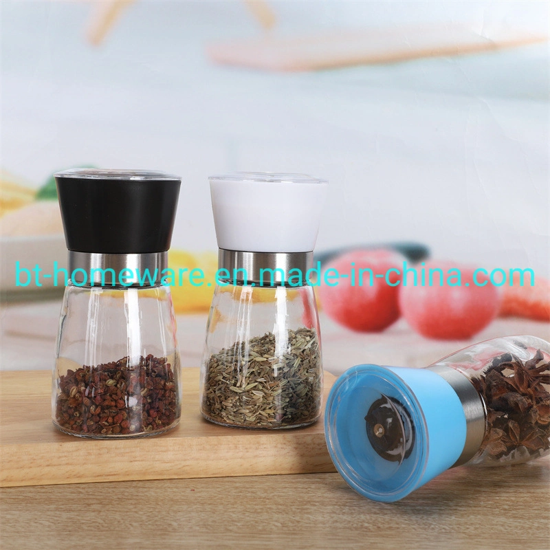 Wholesale/Supplier 180ml Glass Pepper Mill Suitable for Professional Chefs Salt and Pepper Mill with Plastic Lid