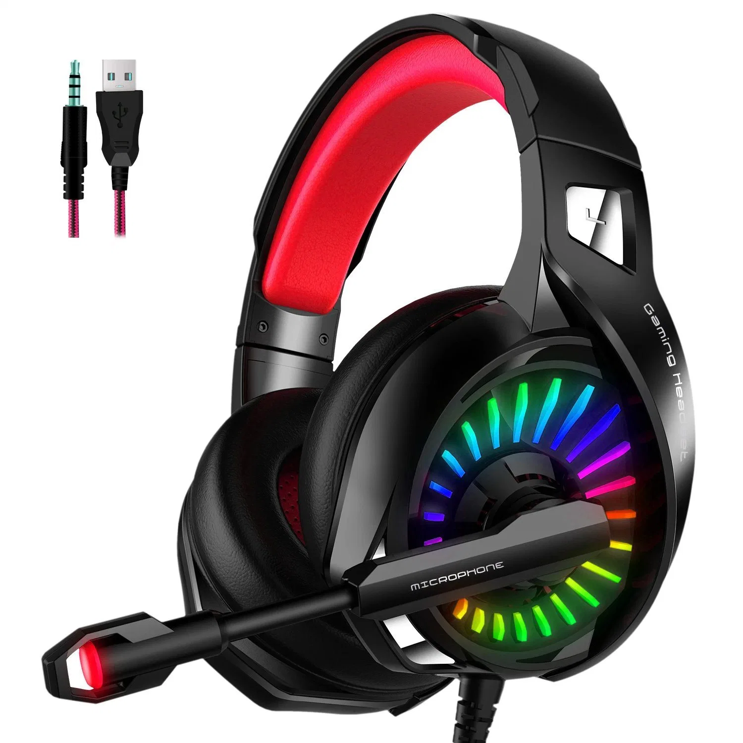 50mm controlador RGB Light PRO Home Audio 3D Surround PC Juego auricular para ordenador auricular PS4 PS5 Xbox Juegos auriculares con Mute y Mic