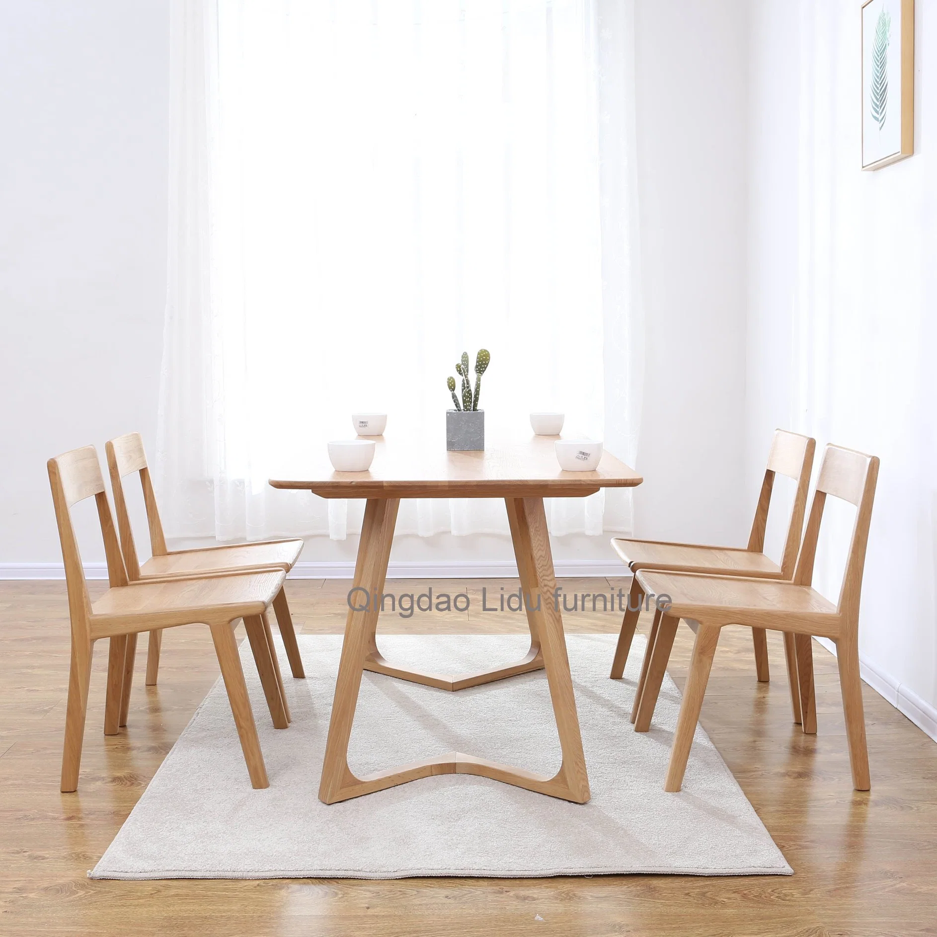 Nueva llegada Muebles de lujo Mesas de comedor rectangular Mesa de comedor Madera Roble sólido Mesa y sillas