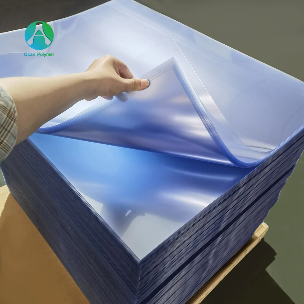 Transparente Kunststoffplatte mit blauer Farbe starren PVC-Platte für Drucken/Verpacken