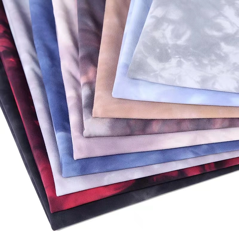 Interlock Fabric Tie Dyed Printing Custom Printed Fabric 75% Nylon 25% Spandex Fabric Stretch for Yoga Clothes