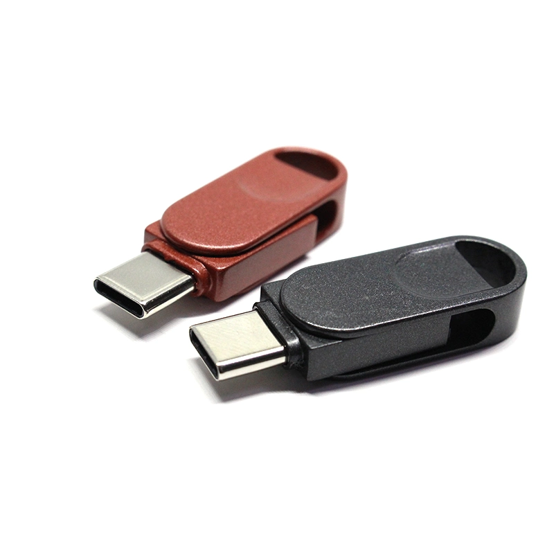 Color Metal Rotating Compact Dual Head USB Disk Mobile Phone and Computer USB Flash Drive Type-C USB Interface