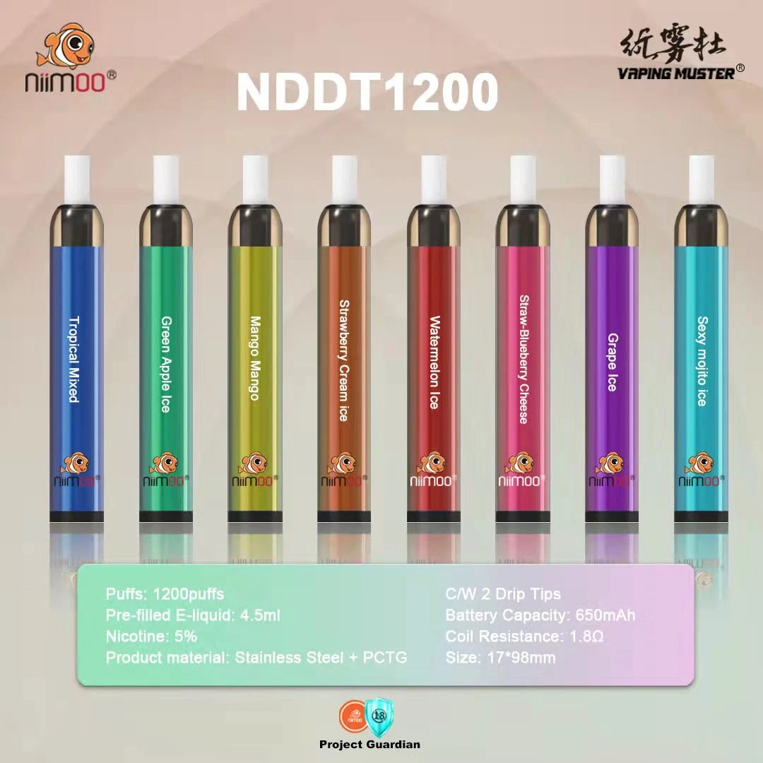 Niimoo 1200 Puff Bar Pod OEM ODM disponible vaporizador a medida Pen con Drip Trips