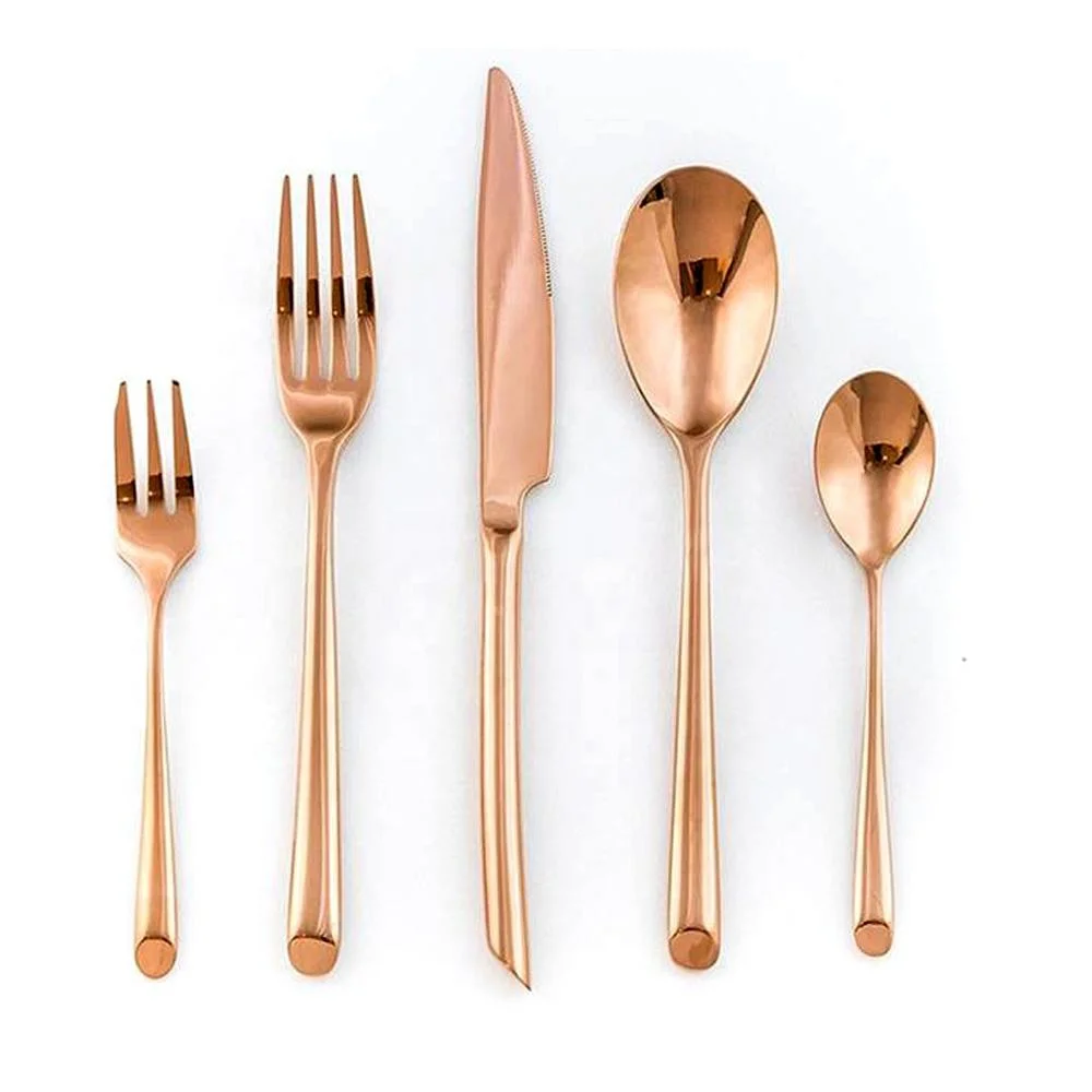 أدوات مائدة مستديرة كلاسيكية من نوع Rose Gold عالية الجودة مجموعة أدوات مائدة من الفولاذ المقاوم للصدأ بمقبض نهائي