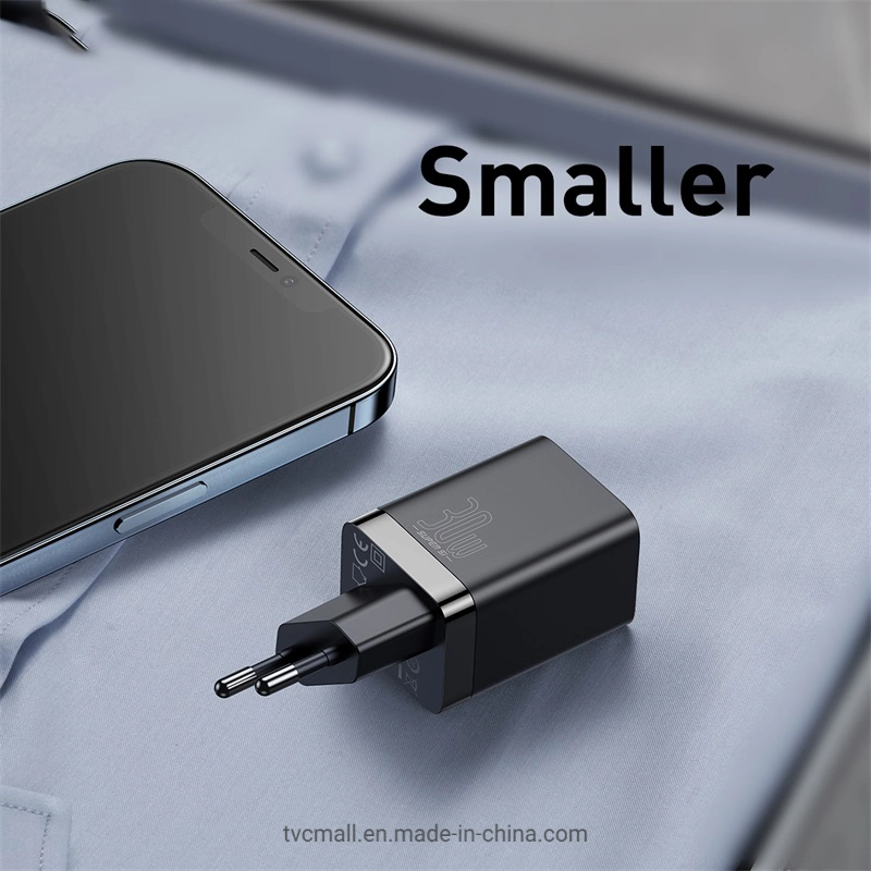 Baseus Super Si PRO Quick Charger Type-C + USB Dual Port Charging Adapter 30W - EU Plug/Black