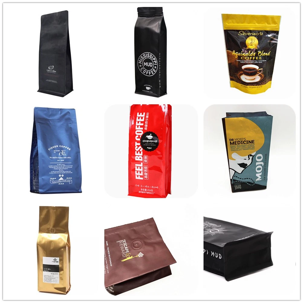 Food Coffee Bean Tea Snack Candy Zipper Storage Kraft Paper Stand up Gusset Flat Bottom 3 Side Seal Plastic Spout Sachet Packaging Packing Pouch