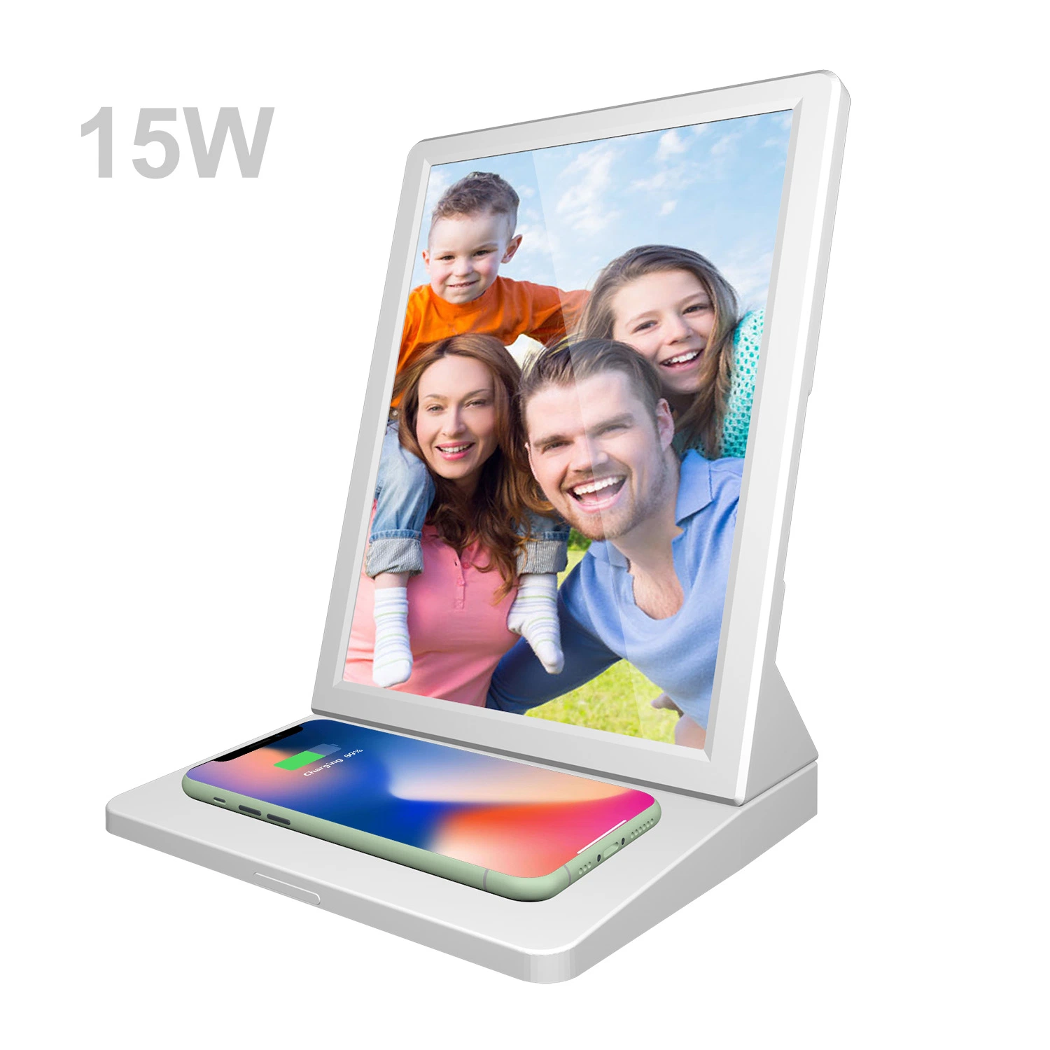 Portable 15W Micro USB WiFi Digital Photo Frame with Wireless Charger