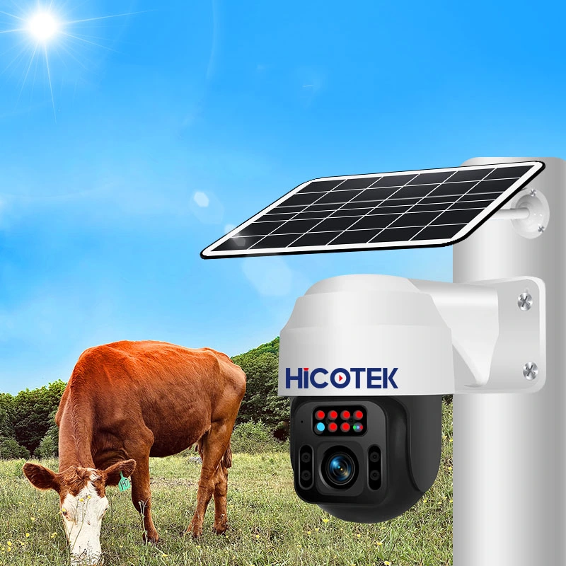 1080p Digital Wireless Outdoor Ai IP Sicherheitsüberwachung Gartenfarm 360-Grad-Video IP WiFi PTZ-Dome-Solarpanel-Kamera