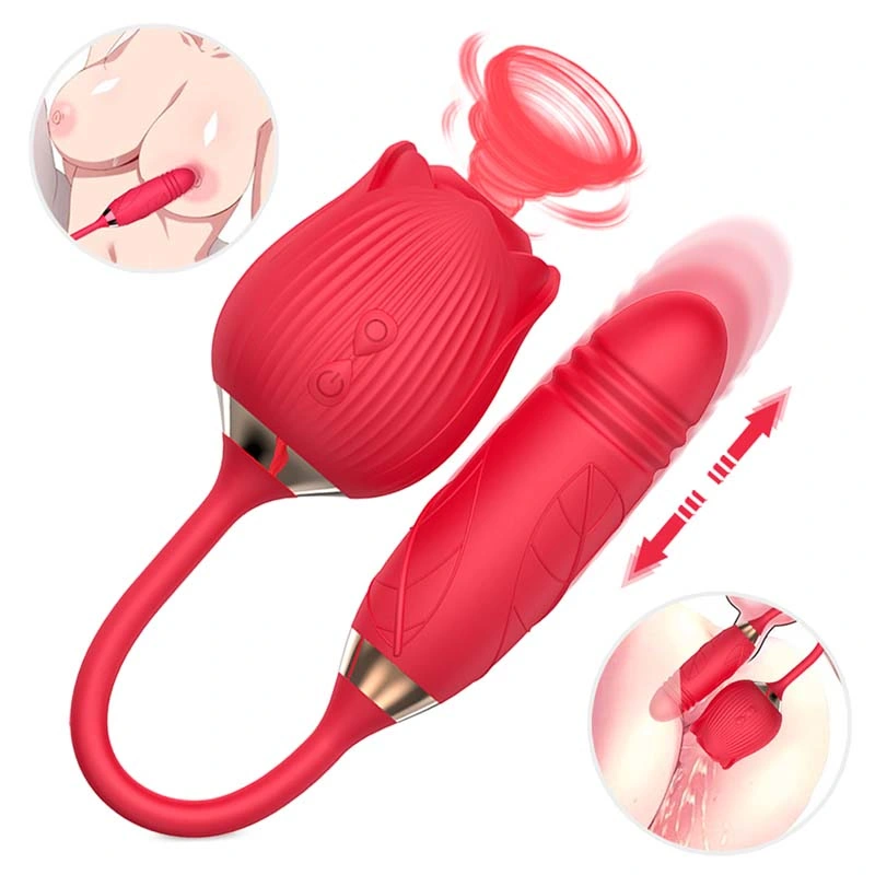 Sucker Adult Sex Toys Estimular el color rojo púrpura Vibrador Dildo y Vibrador Rosa