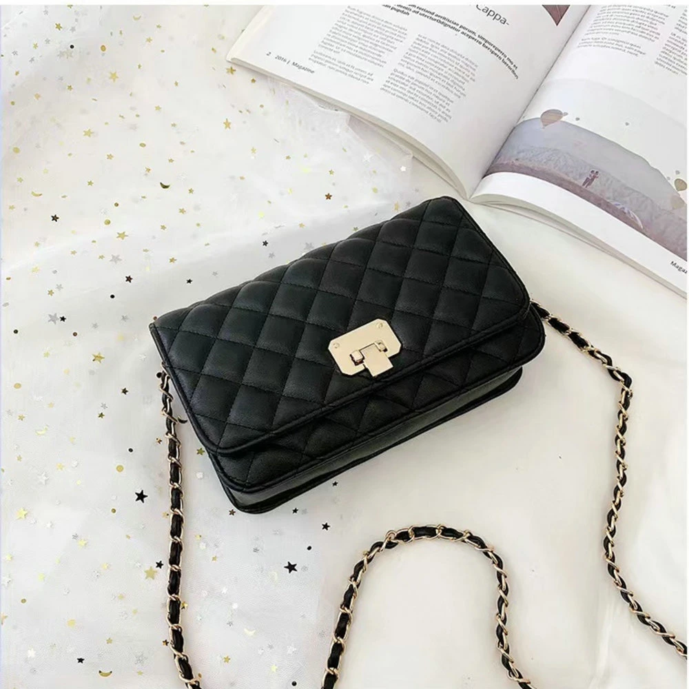 Fashion PU Leather Handbag Quilted Design Crossbody Bag with Chain Strap Wbb18546