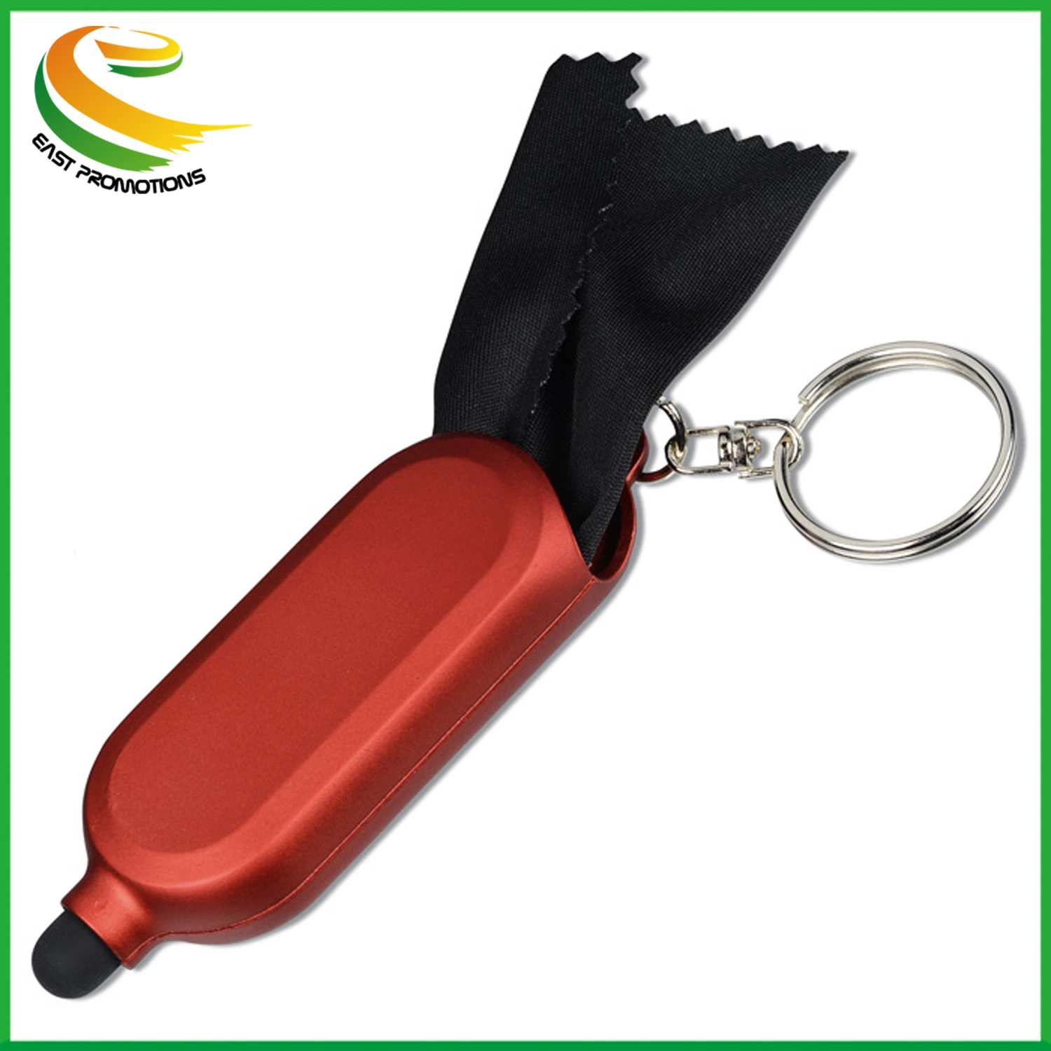 New Pocket Oval Metallic Color Plastic Key Chain Microfiber Cloth LCD Duster Cabin Case Silicone Tip Computer PC Screen Stylus