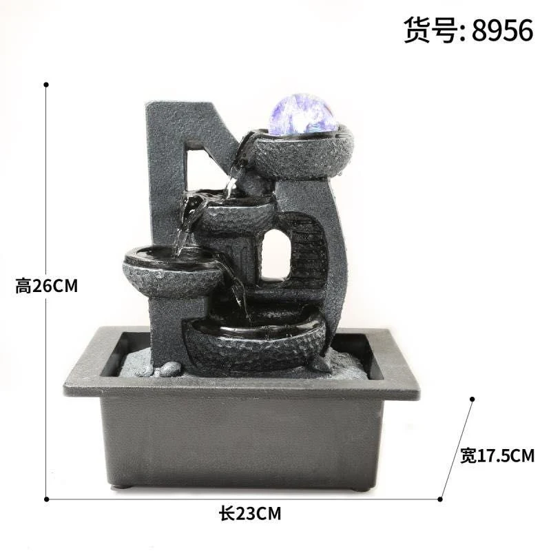 Resinic Desktop Water Fountain with LED Lights Indoor Ornaments