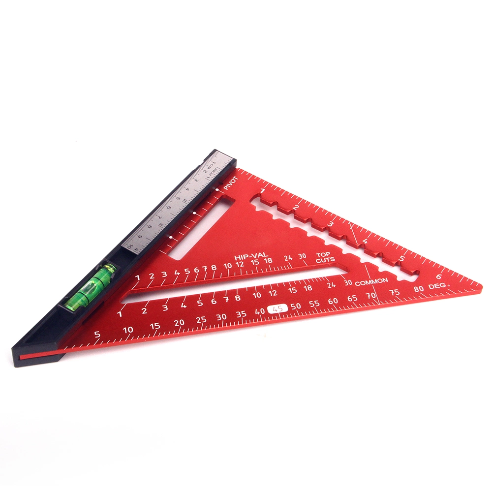 Red 7in Rafter Square Aluminum Triangle Square with Level