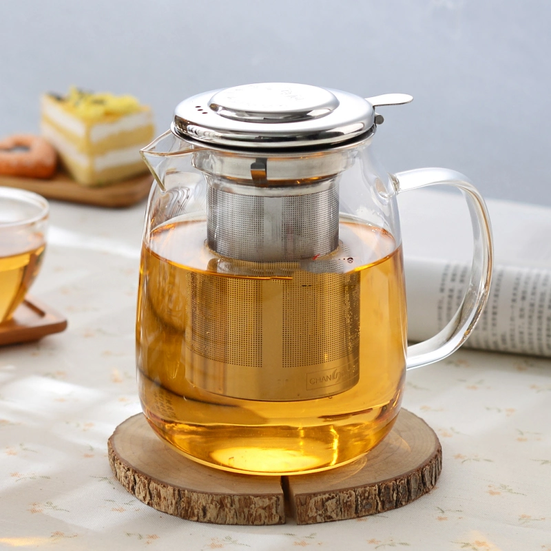 Factory Supply Wholesale/Supplier High quality/High cost performance  Coffee Tea Kettle Glass Teapots Tea Maker with Large Glass Handle and Stainless Steel Filter