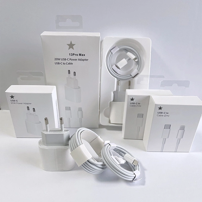 Original para el cargador USB de Apple 20W C CUBO Y CABLE DE LUZ USB Combo para el iPhone 14 Pro Max 14 Plus 13mini