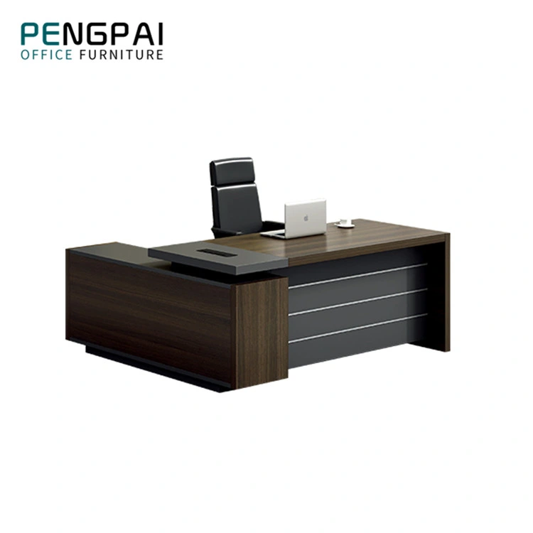 Grossista MDF Office Table Luxury Executive Modern Office Desk L Mesa de móveis de escritório moldada