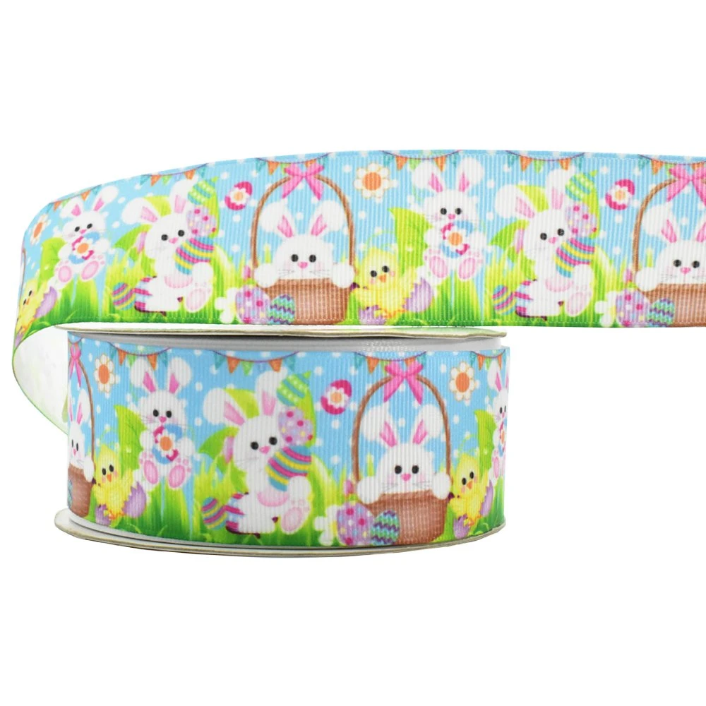 Happy Easter Ribbons Craft Wreaths Making Decoration Supplies Custom Assorted Easter Egg Rabbit Printed Ribbon