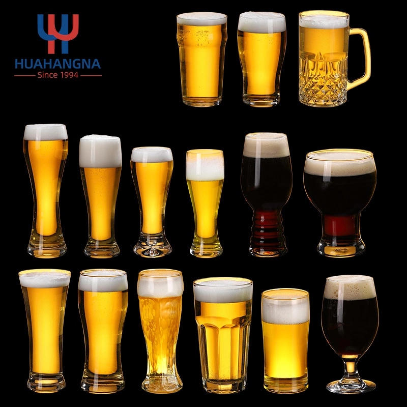 Échantillon gratuit en gros personnalisé Verre à bière Pilsener durable Verre à bière Verre à bière Stein Mug Verre à bière à base lourde Tasse en verre Pinte Ipa pour pub restaurant.