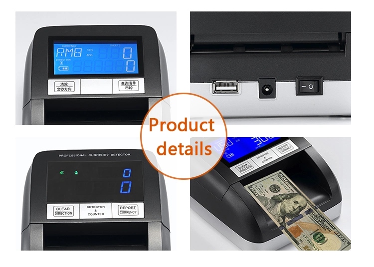 Euro+GBP+CHF Mini Cash Euro USD Counting UV Light Currency Banknote Counting Machine Fake Detecting Banknotes Money Detector