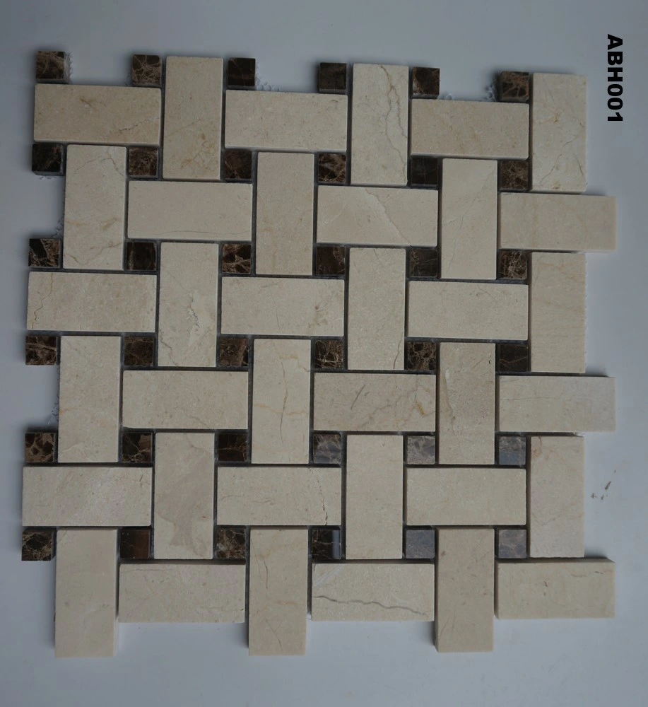 High quality/High cost performance White Carrara Basketweave Marble Mosaic for Shower Wall