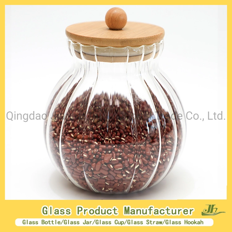 500/800/1200ml Clear Borosilicate Kitchen Food Glass Jar Set with Wood Cork Ball Stopper Lid Bottles Glass Jars