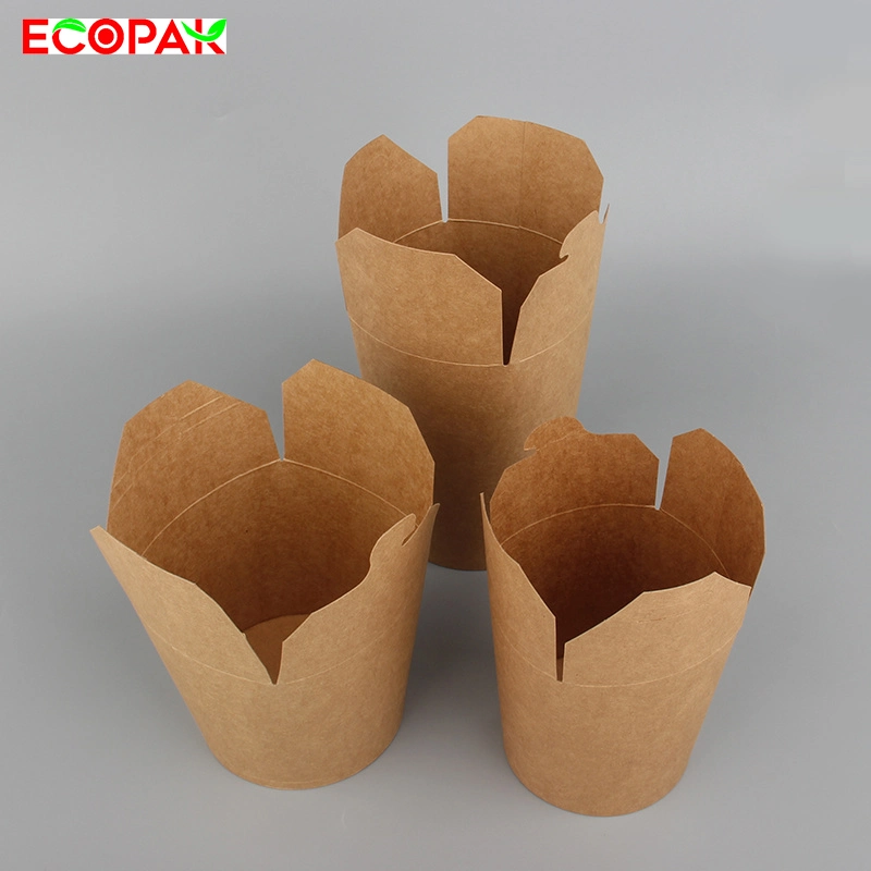 Eco Friendly Foldable Biodegradable Takeout Food Package Kraft Paper Noodle Box