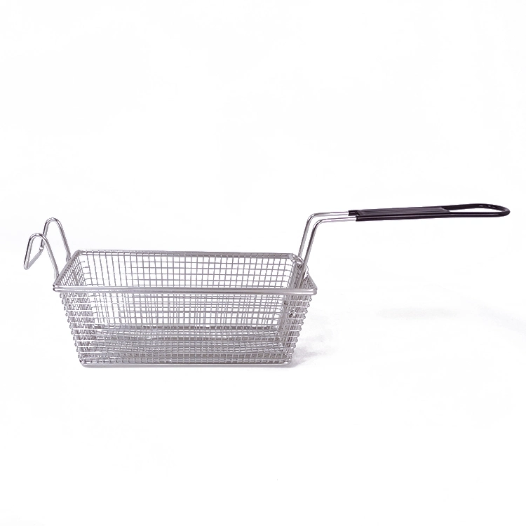 4 Gallon Restaurant Deep Fryer Basket Rectangular Stainless Steel Fry Basket with Folding Handle