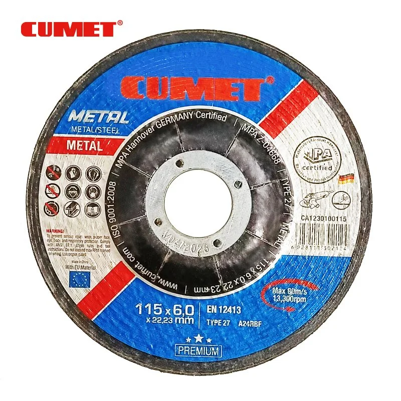 Cumet 4.5′ ′ عجلة التجليخ للمعدن Inox باستخدام MPA الشهادات