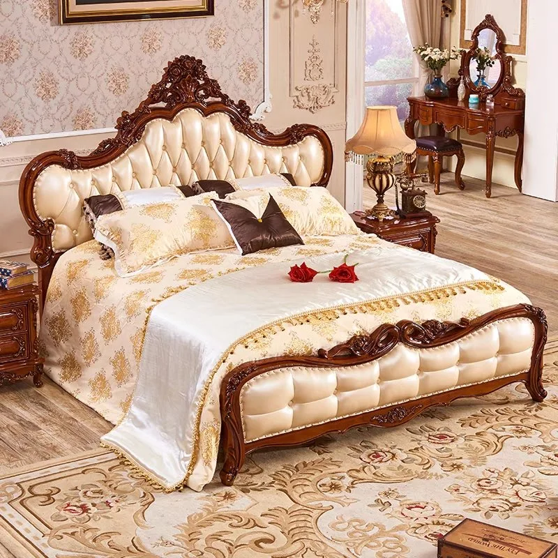 أثاث غرفة نوم منزل فندق جلد رمادي لوحة خشبية صلبة مجموعات سرير خشبي مزدوج