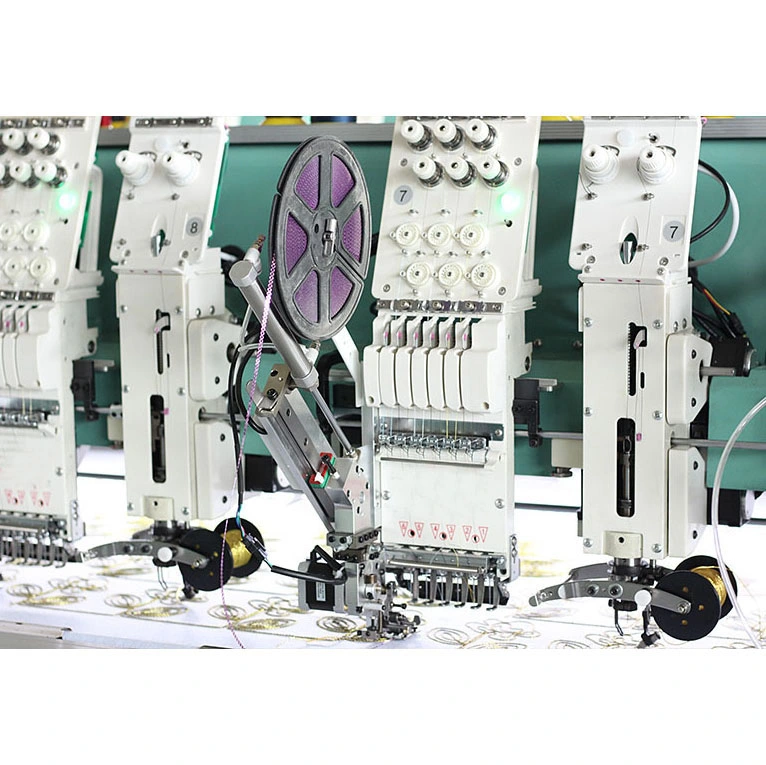 Twin Sequins 9/12 Needle Colors Computerized Embroidery Machine for Cap Shoes T-Shirt School Uniform Garment Towel Flat Embroider