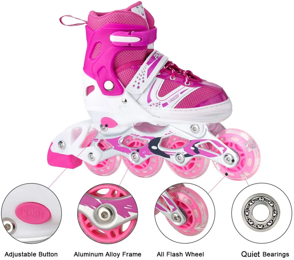 Full Light up Wheels Outdoor Indoor Illuminating Roller Skates