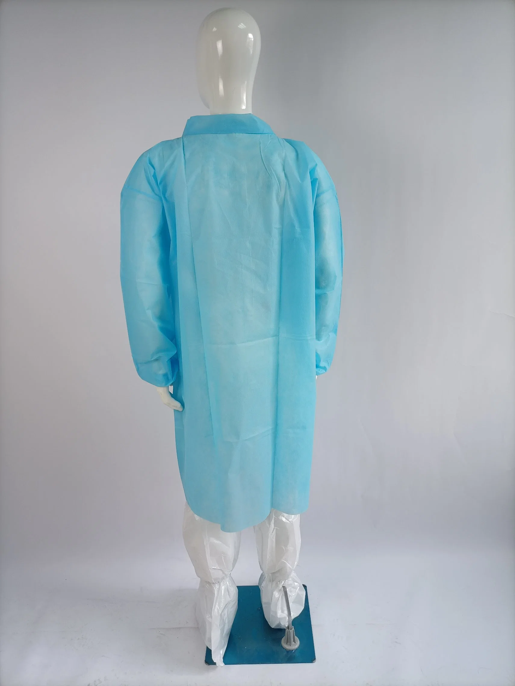 Blue Lab Coat Nonwoven Lab Coat PP Lab Coat Knitted Cuff