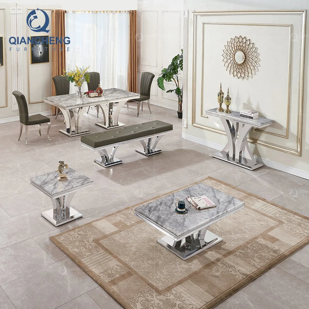 Dining Room Furniture Table Set Marble Table with 8 Chairs