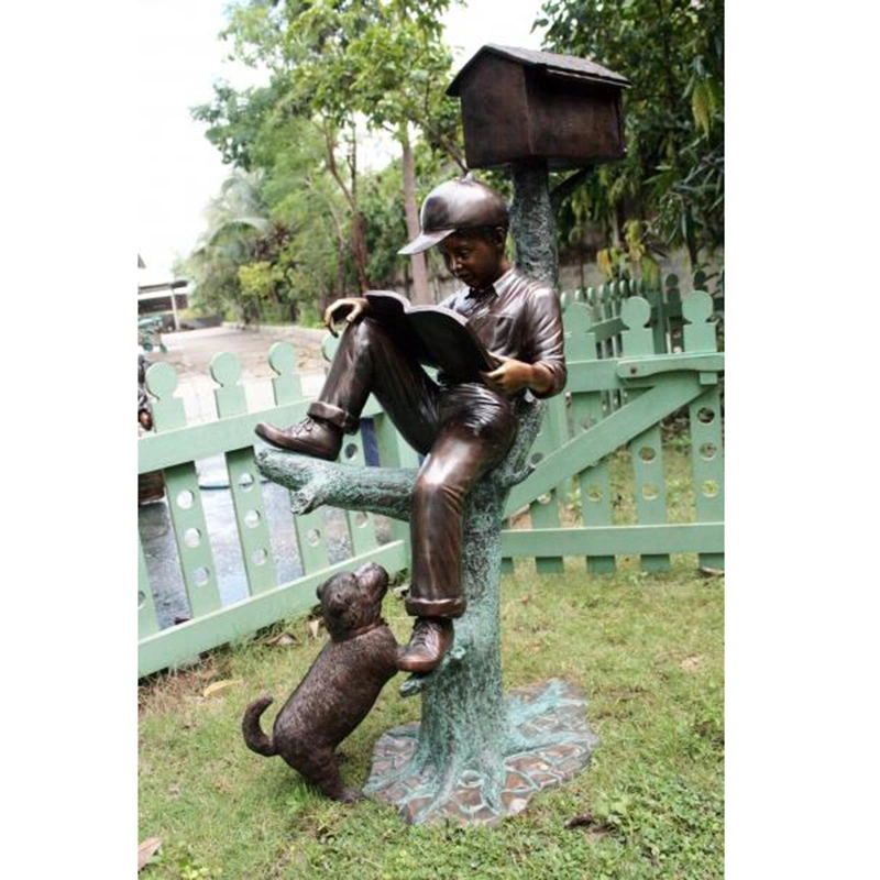 Heißer Verkauf Klassische Gartendekoration Bronze Boy Mailbox Statue