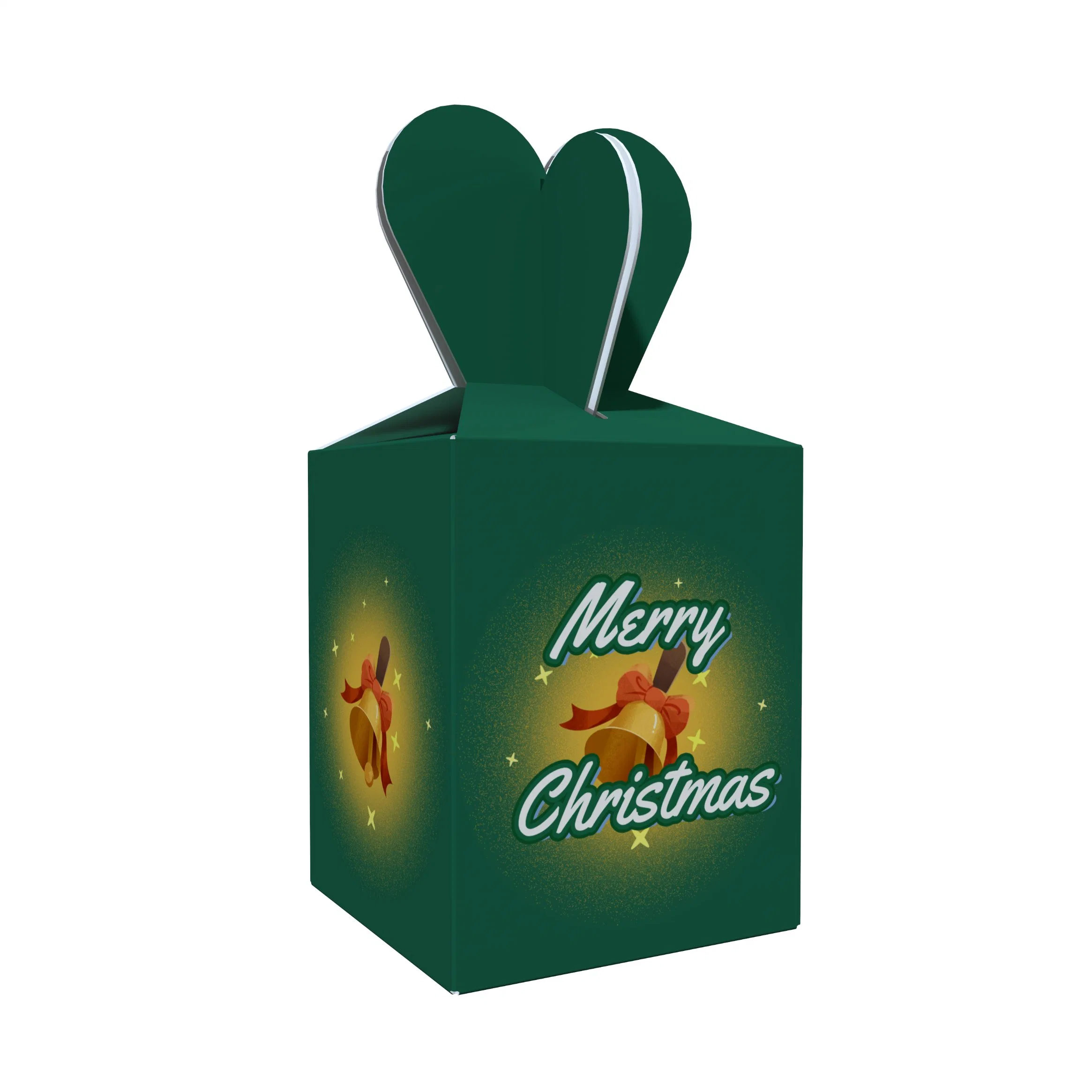 Green Color Christmas Candy Package Box with Matte Lamination