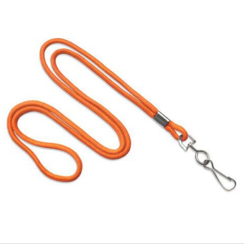 Round Nylon ID Lanyard with Swivel Hook for for ID Card Badge Holder Orange