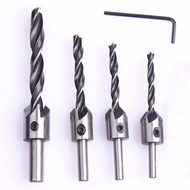 4PCS Adjustable Countersink Drill Bit Set with Pilot Drill Bit