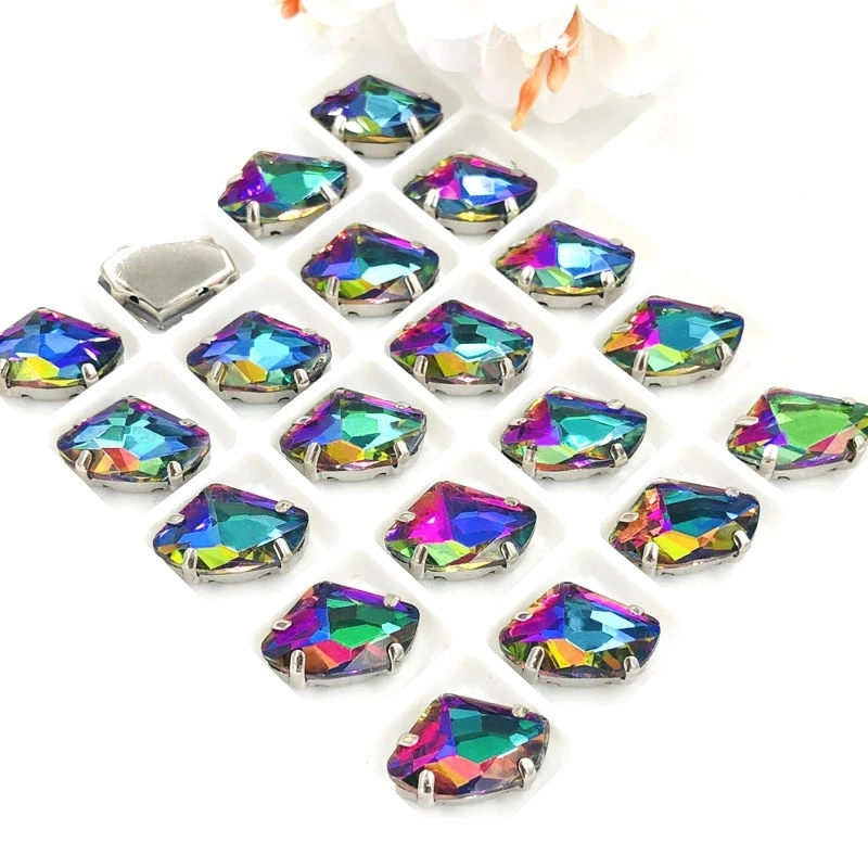 High Quality Aaaa Glass Crystal Sew on Rhinestones Rainbow Color Strass Loose Rhinestones for DIY Clothing Accessories