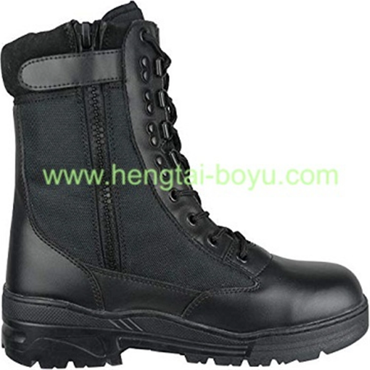 Waterproof Other Police Black Leather Combat Zipper Military Boots