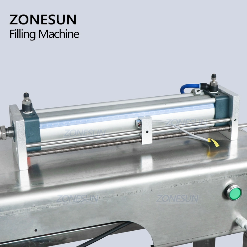 Zonesun Semi Automatic Honey Oil Oyster Sauce Milk Liquor Skin Lotion Hand Sanitizer Shampoo Pneumatic Piston Paste Filling Machine with Conveyor